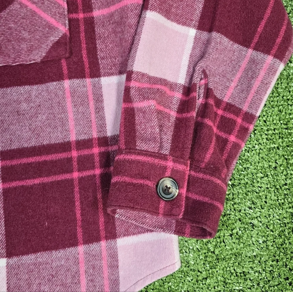 Sugar & Jade Girls Size L 12\14 Wool Blend Sugar Plum Plaid Button Down Jacket